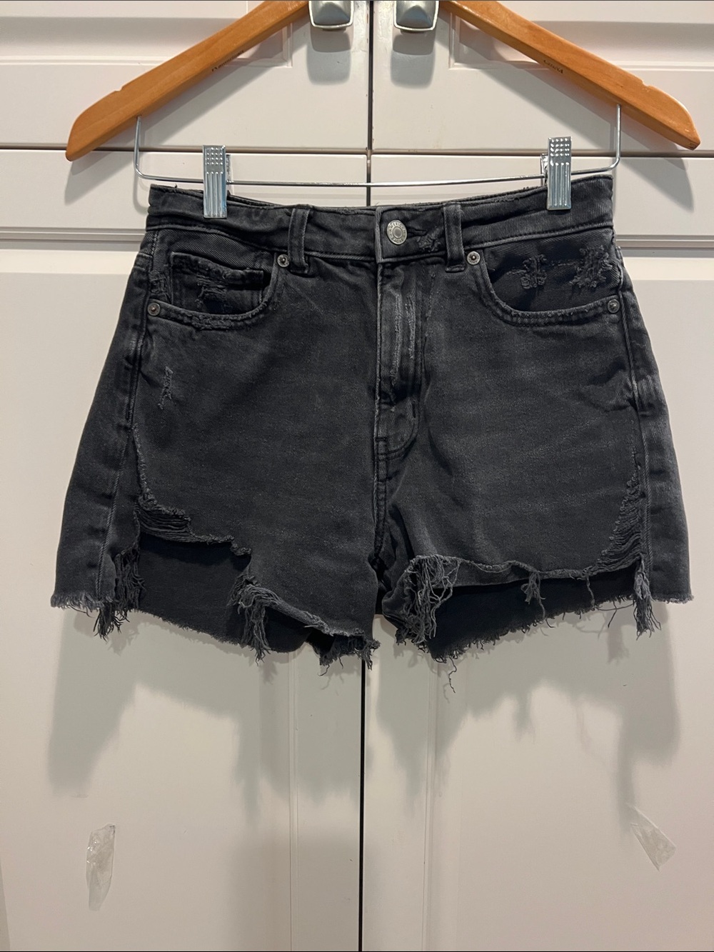 American Eagle Outfitters Black Distressed Denim Cutoff Shorts